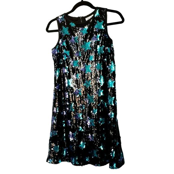 BLUSH BY US ANGELS Girls Dress Size 14 Black Blue Stars Full Sequins Shiny Party - Picture 2 of 7